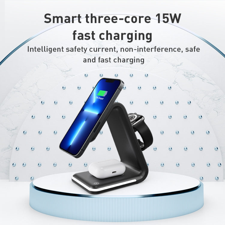 B17 3 in 1 Magnetic Wireless Vertical Charger (Black) - Wireless Charger by buy2fix | Online Shopping UK | buy2fix