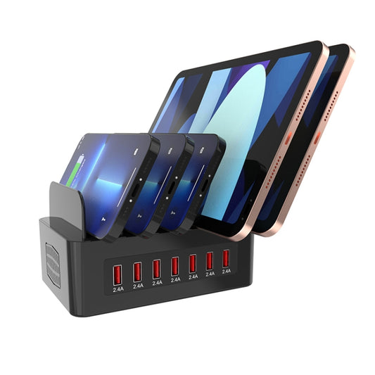 YFY-A52 100W 2.4A 7 x USB Ports Smart Charging Station with Phone & Tablet Stand by buy2fix