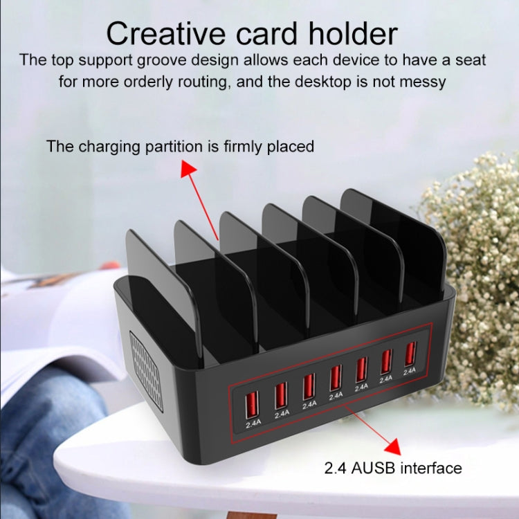 YFY-A52 100W 2.4A 7 x USB Ports Smart Charging Station with Phone & Tablet Stand by buy2fix