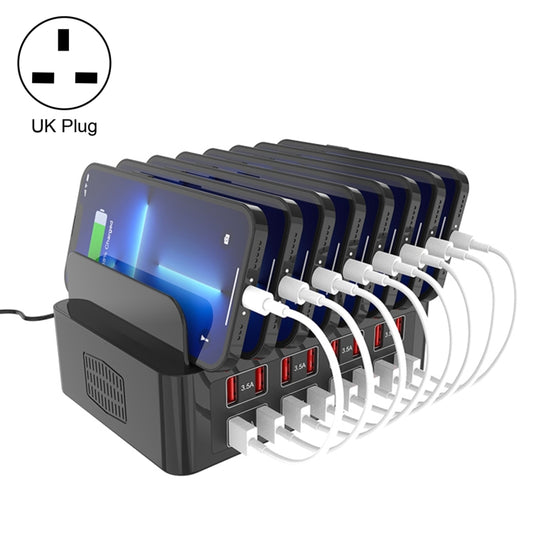 YFY-A55 150W 16 x USB Ports Smart Charging Station with Phone & Tablet Stand, UK Plug - Multifunction Charger by buy2fix | Online Shopping UK | buy2fix