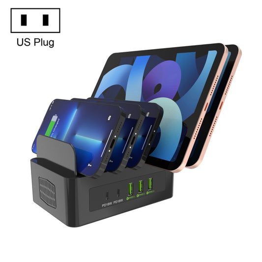 YFY-A54 100W USB + Type-C 5-Ports Smart Charging Station with Phone & Tablet Stand, US Plug by buy2fix