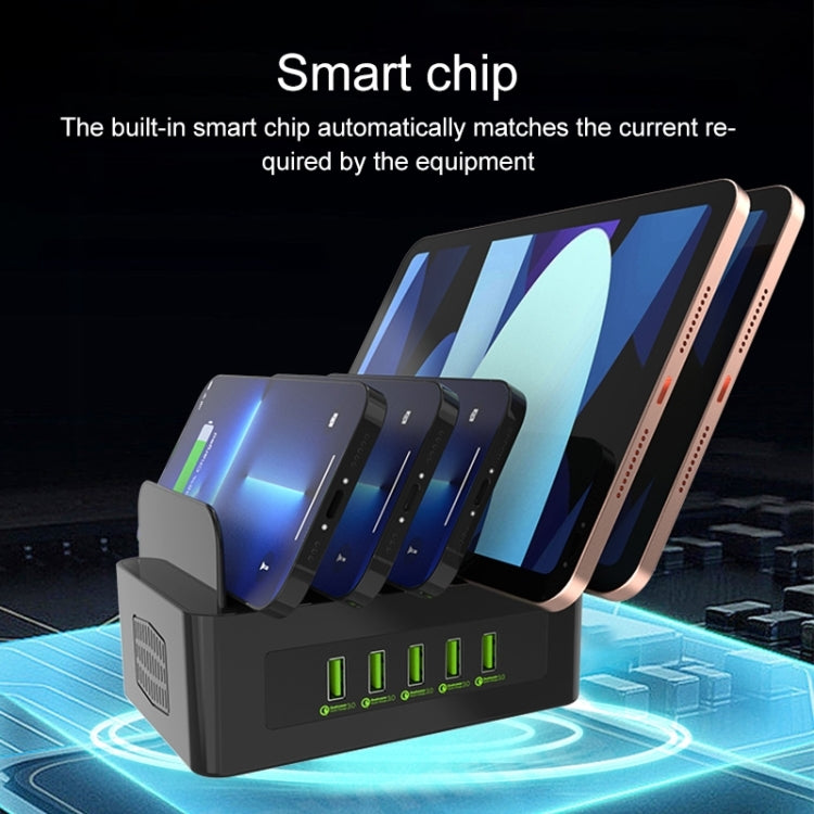 YFY-A54 100W USB + Type-C 5-Ports Smart Charging Station with Phone & Tablet Stand, AU Plug by buy2fix