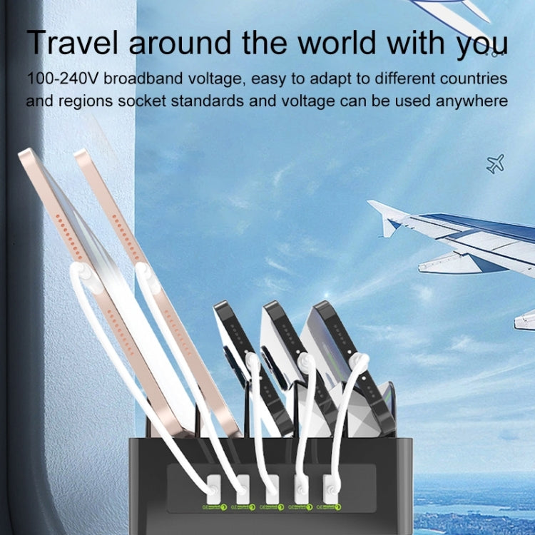 YFY-A54 100W USB + Type-C 5-Ports Smart Charging Station with Phone & Tablet Stand, UK Plug by buy2fix