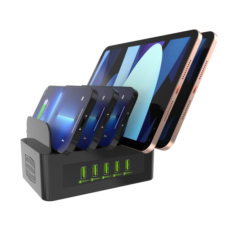YFY-A53 100W 5 x USB Ports QC3.0 Smart Charging Station with Phone & Tablet Stand by buy2fix