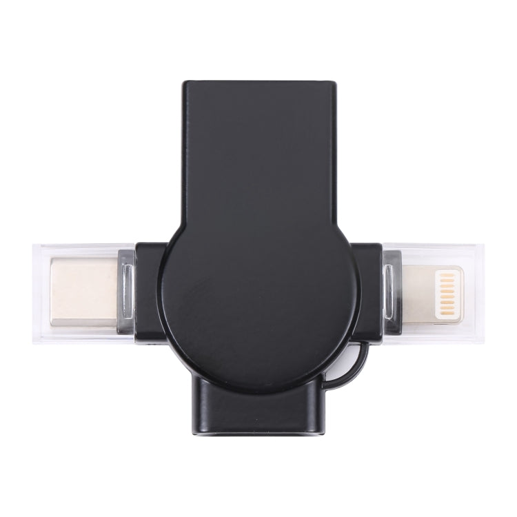 X09 4 in 1 USB to Dual 8 Pin+USB-C/Type-C Interface OTG Adapter (Black) by buy2fix