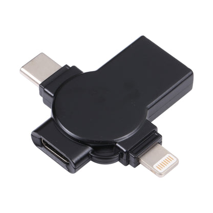 X09 4 in 1 USB to Dual 8 Pin+USB-C/Type-C Interface OTG Adapter (Black) by buy2fix