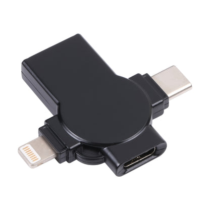 X09 4 in 1 USB to Dual 8 Pin+USB-C/Type-C Interface OTG Adapter (Black) by buy2fix