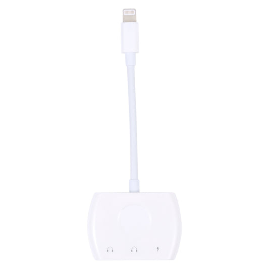 8 Pin Male to Dual 8 Pin+ 3.5mm Audio Female Headphone Adapter Adapter(White) - Earphone Adapter by buy2fix | Online Shopping UK | buy2fix
