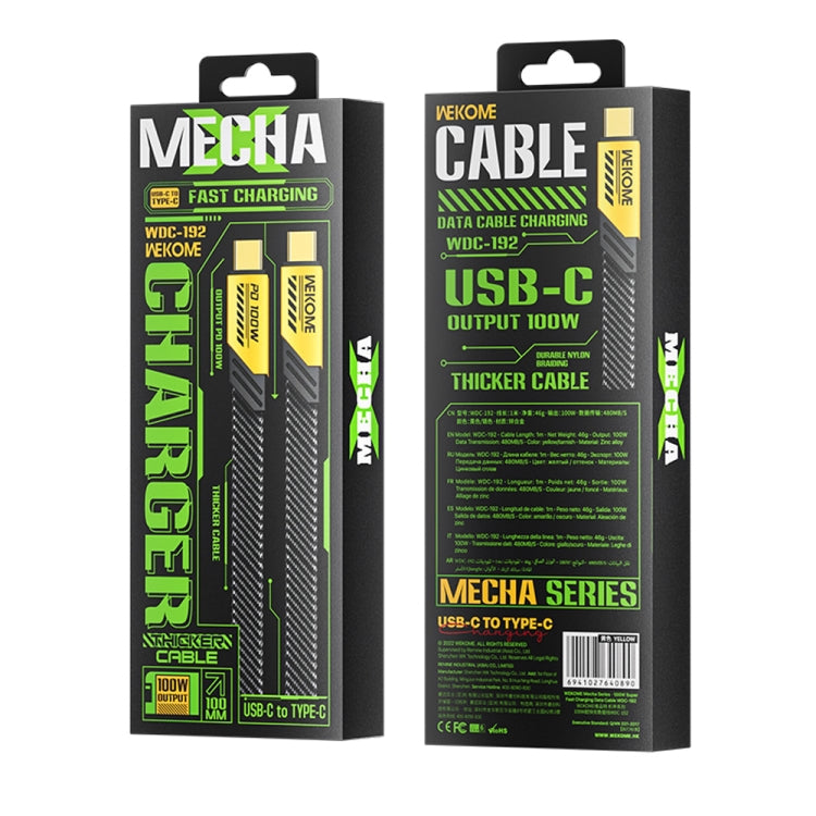 WK WDC-192 Mech Series 100W USB-C/Type-C to USB-C/Type-C Fast Charge Data Cable, Length: 1m(Tarnish) - USB-C & Type-C Cable by WK | Online Shopping UK | buy2fix