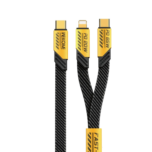 WK WDC-189 Armor Series 2 in 1 65W USB-C/Type-C to USB-C/Type-C+8 Pin Magnetic Data Cable, Length: 1.2m(Yellow) - Multifunction Cable by WK | Online Shopping UK | buy2fix