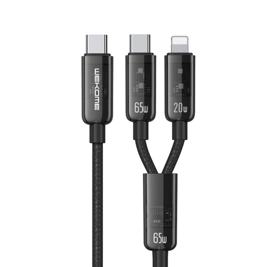 WK WDC-194 Pioneer Series 2 in 1 65W USB-C/Type-C to USB-C/Type-C+8 Pin Fast Charging Data Cable, Length: 1m(Black) - Multifunction Cable by WK | Online Shopping UK | buy2fix