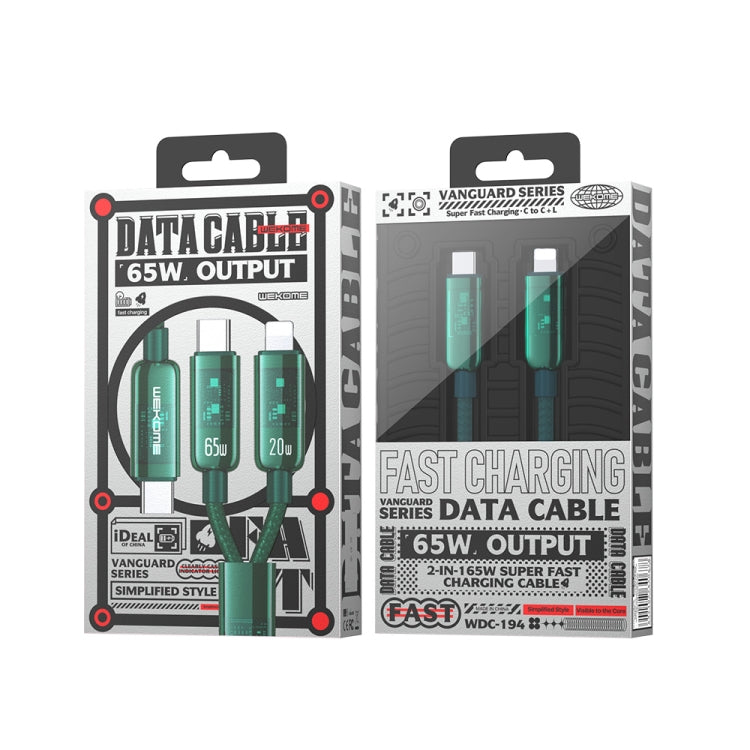 WK WDC-194 Pioneer Series 2 in 1 65W USB-C/Type-C to USB-C/Type-C+8 Pin Fast Charging Data Cable, Length: 1m(Black) - Multifunction Cable by WK | Online Shopping UK | buy2fix