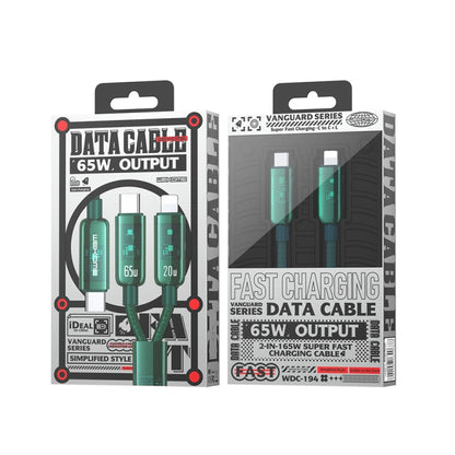WK WDC-194 Pioneer Series 2 in 1 65W USB-C/Type-C to USB-C/Type-C+8 Pin Fast Charging Data Cable, Length: 1m(Black) - Multifunction Cable by WK | Online Shopping UK | buy2fix