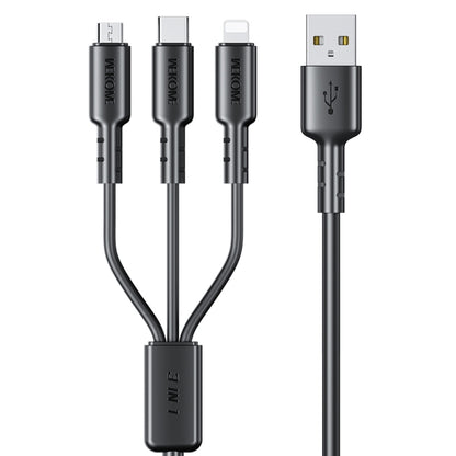 WEKOME WDC-02 Tidal Energy Series 3A USB to 8 Pin+Type-C+Micro USB 3 in 1 PVC Data Cable, Length: 1.2m (Black) - Multifunction Cable by WK | Online Shopping UK | buy2fix