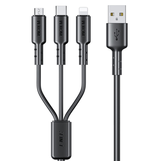 WEKOME WDC-02 Tidal Energy Series 3A USB to 8 Pin+Type-C+Micro USB 3 in 1 PVC Data Cable, Length: 1.2m (Black) - Multifunction Cable by WK | Online Shopping UK | buy2fix