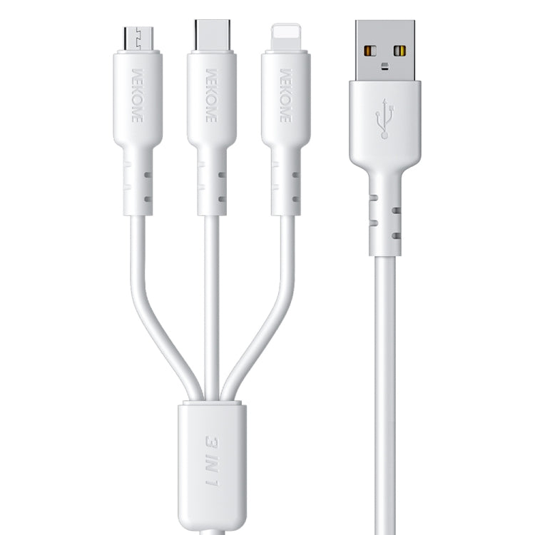 WEKOME WDC-02 Tidal Energy Series 3A USB to 8 Pin+Type-C+Micro USB 3 in 1 PVC Data Cable, Length: 1.2m (White) - Multifunction Cable by WK | Online Shopping UK | buy2fix