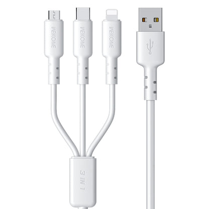 WEKOME WDC-02 Tidal Energy Series 3A USB to 8 Pin+Type-C+Micro USB 3 in 1 PVC Data Cable, Length: 1.2m (White) - Multifunction Cable by WK | Online Shopping UK | buy2fix