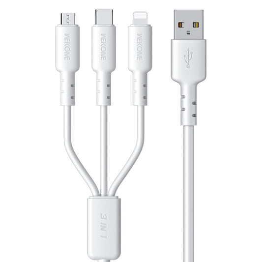 WEKOME WDC-02 Tidal Energy Series 3A USB to 8 Pin+Type-C+Micro USB 3 in 1 PVC Data Cable, Length: 1.2m (White) - Multifunction Cable by WK | Online Shopping UK | buy2fix