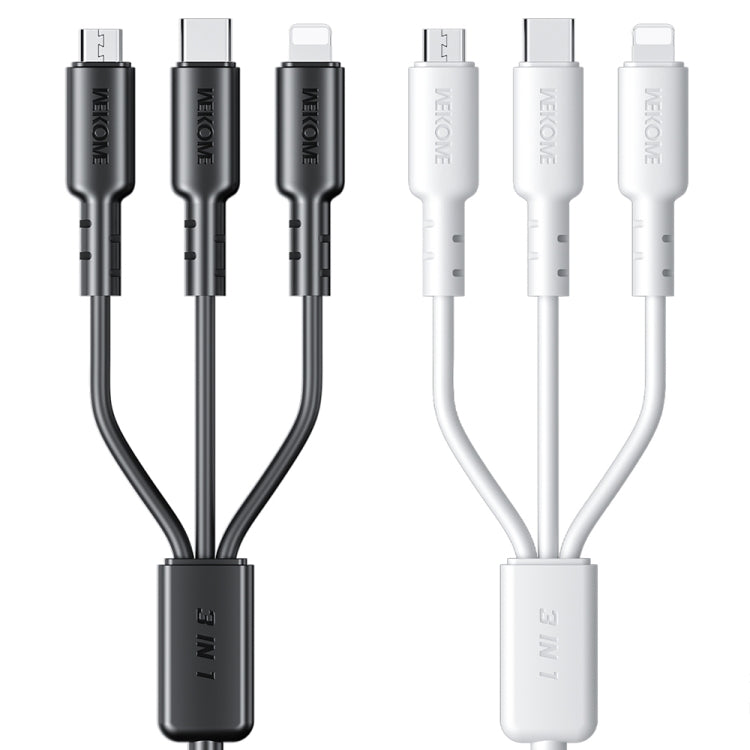 WEKOME WDC-02 Tidal Energy Series 3A USB to 8 Pin+Type-C+Micro USB 3 in 1 PVC Data Cable, Length: 1.2m (Black) - Multifunction Cable by WK | Online Shopping UK | buy2fix