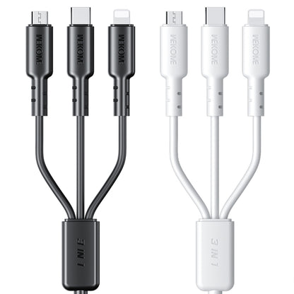 WEKOME WDC-02 Tidal Energy Series 3A USB to 8 Pin+Type-C+Micro USB 3 in 1 PVC Data Cable, Length: 1.2m (Black) - Multifunction Cable by WK | Online Shopping UK | buy2fix