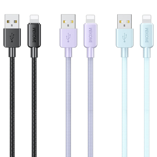 WEKOME WDC-03 Tidal Energy Series 2.4A USB to 8 Pin Braided Data Cable, Length: 1m (Black) - Normal Style Cable by WK | Online Shopping UK | buy2fix