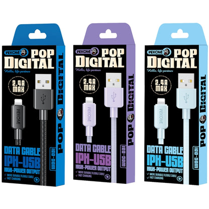 WEKOME WDC-03 Tidal Energy Series 2.4A USB to 8 Pin Braided Data Cable, Length: 1m (Black) - Normal Style Cable by WK | Online Shopping UK | buy2fix