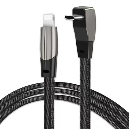 F244 27W USB-C/Type-C to 8 Pin Elbow Fast Charging Data Cable, Length: 1.2m by buy2fix