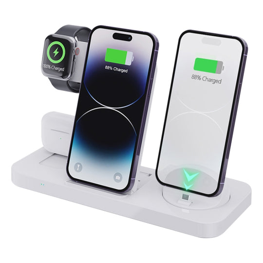 B21A 6 in 1 Multifunctional Foldable Vertical Wireless Charger (White)