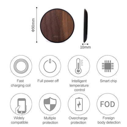 Musor 2 PCS 10W Phone Fast Charging Walnut Wireless Charger - Wireless Charger by buy2fix | Online Shopping UK | buy2fix