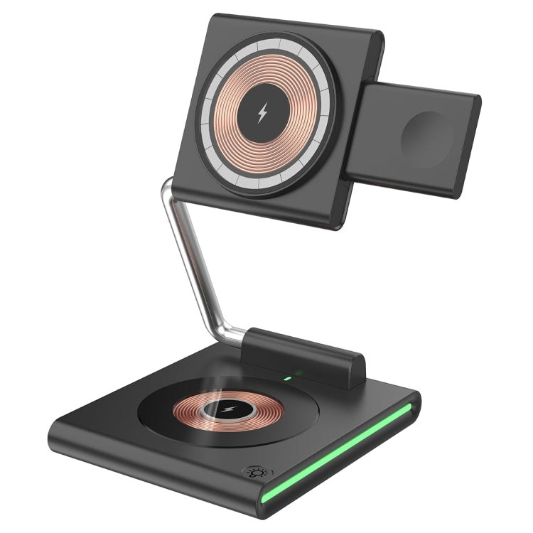 KTM8 15W 3 in 1 Portable Folding Magnetic Wireless Charger (Black) by buy2fix
