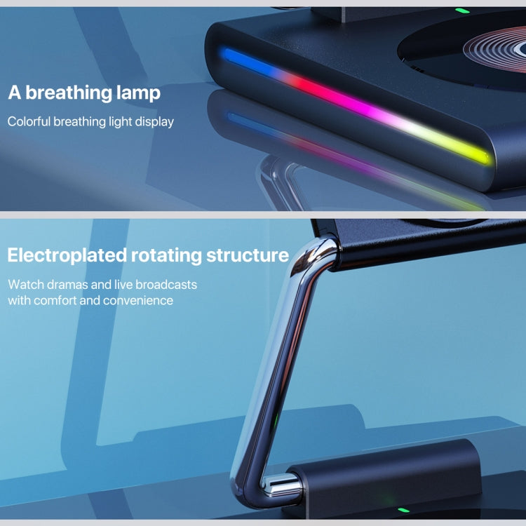 KTM8 15W 3 in 1 Portable Folding Magnetic Wireless Charger (Black) by buy2fix