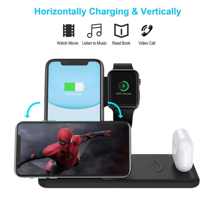 Q20 4 In 1 Wireless Charger Charging Holder Stand Station For iPhone / Apple Watch / AirPods, Support Dual Phones Charging (Black) - Wireless Charger by buy2fix | Online Shopping UK | buy2fix