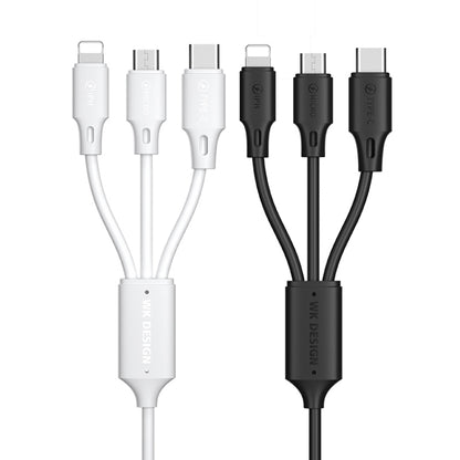 WK WDC-103 3A 3 In 1 8 Pin + Micro USB + Type-C / USB-C Fullspeed Pro Charging Data Cable, Length: 1.15m (White) - Multifunction Cable by WK | Online Shopping UK | buy2fix