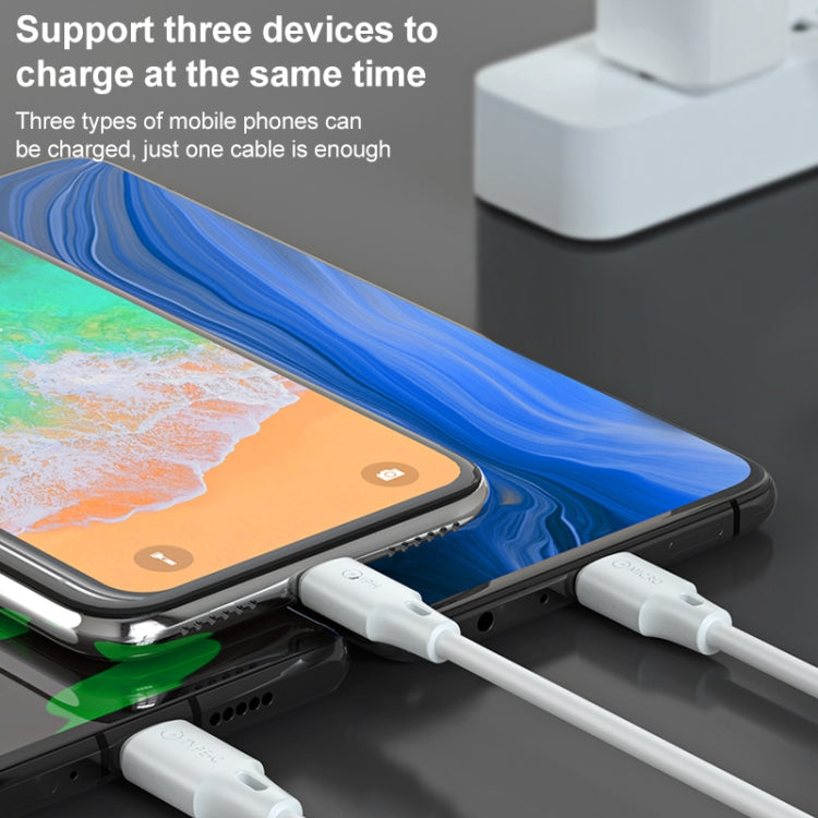 WK WDC-103 3A 3 In 1 8 Pin + Micro USB + Type-C / USB-C Fullspeed Pro Charging Data Cable, Length: 1.15m (White) - Multifunction Cable by WK | Online Shopping UK | buy2fix