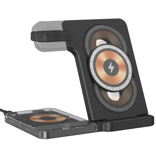 U17 15W 5 in 1 Folding Magnetic Wireless Charger with Night Light (Black) by buy2fix