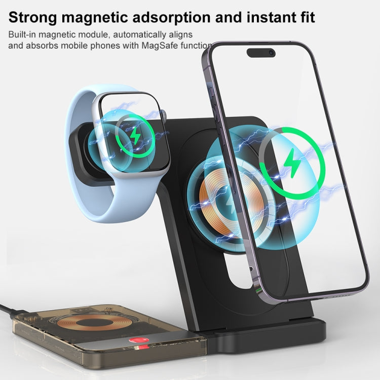 U17 15W 5 in 1 Folding Magnetic Wireless Charger with Night Light (White) by buy2fix