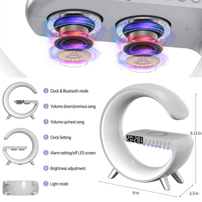 N69 Smart Bluetooth Speaker Support Wireless Charger & Alarm Clock & Ambient Light, EU Plug (White) - Desktop Speaker by buy2fix | Online Shopping UK | buy2fix