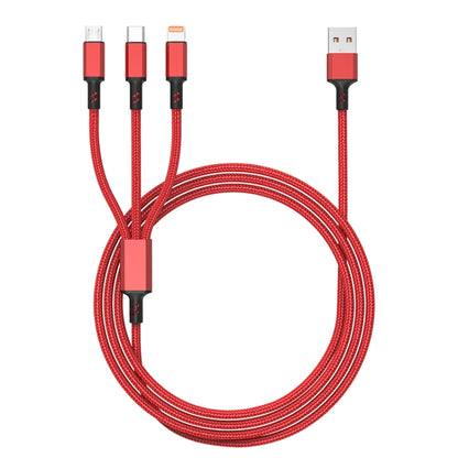 Orange Plug 3A 3 in 1 USB to Type-C / 8 Pin / Micro USB Fast Charging Cable, Cable Length: 1.2m(Red) by buy2fix