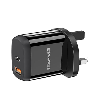 awei PD1 20W PD Type-C + QC 3.0 USB Interface Fast Charging Travel Charger with Data Cable, UK Plug - USB Charger by awei | Online Shopping UK | buy2fix