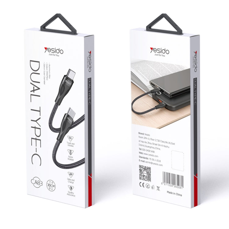 Yesido CA83 2.4A USB-C / Type-C to USB-C / Type-C Charging Cable, Length: 30cm - USB-C & Type-C Cable by Yesido | Online Shopping UK | buy2fix