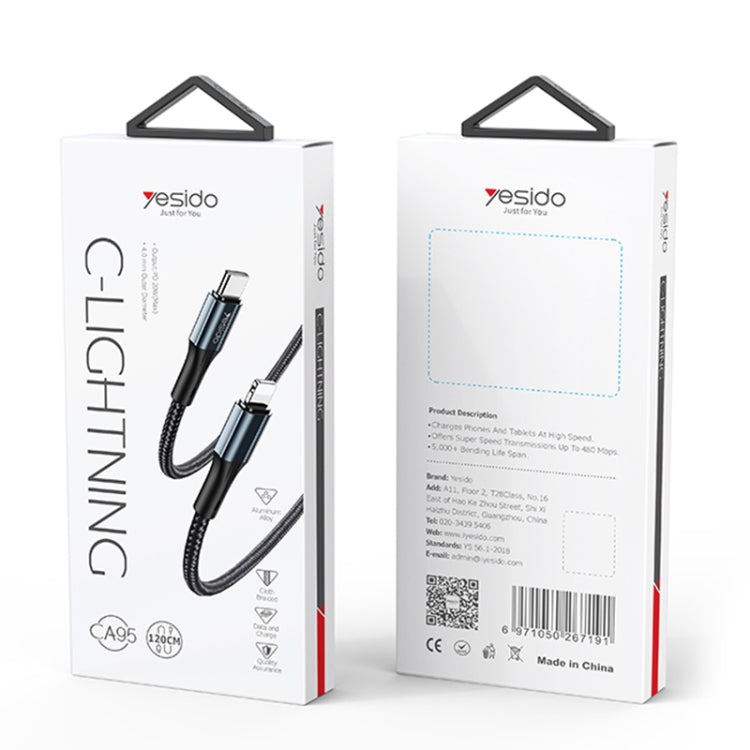 Yesido CA95 3A 20W USB-C / Type-C to 8 Pin Fast Charging Cable, Length: 1.2m - 2 in 1 Cable by Yesido | Online Shopping UK | buy2fix