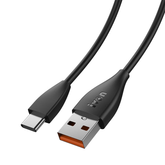 IVON CA87 USB to USB-C / Type-C TPE Fast Charge Data Cable, Cable Length: 1m (Black) - USB-C & Type-C Cable by IVON | Online Shopping UK | buy2fix