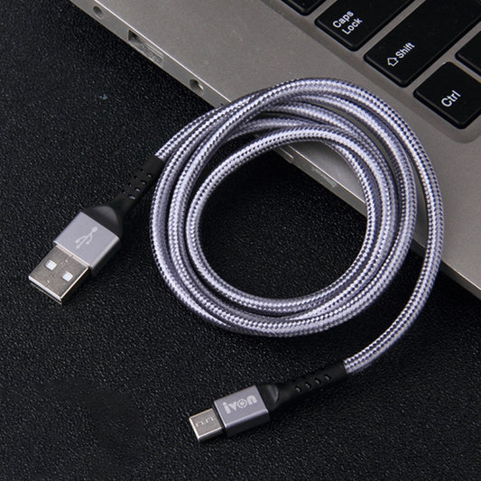 IVON CA89 2.1A USB to USB-C / Type-C Braid Fast Charge Data Cable, Cable Length: 1m (Grey) - USB-C & Type-C Cable by IVON | Online Shopping UK | buy2fix