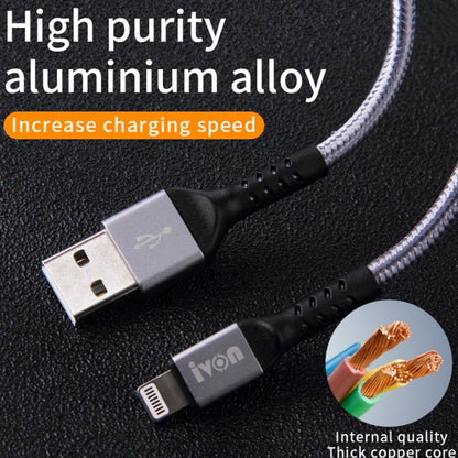 IVON CA89 2.1A USB to USB-C / Type-C Braid Fast Charge Data Cable, Cable Length: 1m (Gold) - USB-C & Type-C Cable by IVON | Online Shopping UK | buy2fix