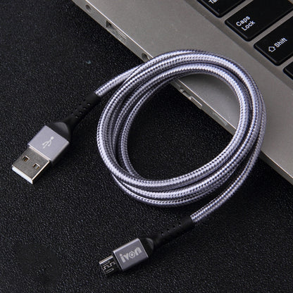 IVON CA89 2.1A USB to Micro USB Braid Fast Charge Data Cable, Cable Length: 1m (Grey) - Micro USB Cable by IVON | Online Shopping UK | buy2fix