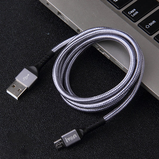 IVON CA89 2.1A USB to Micro USB Braid Fast Charge Data Cable, Cable Length: 1m (Grey) - Micro USB Cable by IVON | Online Shopping UK | buy2fix