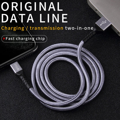 IVON CA89 2.1A USB to Micro USB Braid Fast Charge Data Cable, Cable Length: 1m (Grey) - Micro USB Cable by IVON | Online Shopping UK | buy2fix