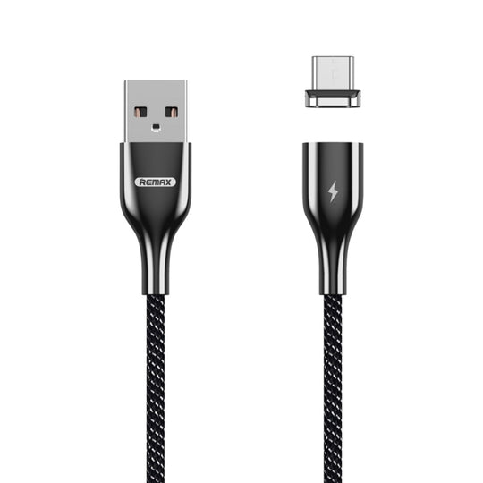 REMAX RC-158m 3A USB zu Micro USB Schnittstelle Laden + Übertragung Magnetische Anziehung Polyester Zweifarbig geflochtenes Datenkabel, Kabellänge: 1m (Schwarz)