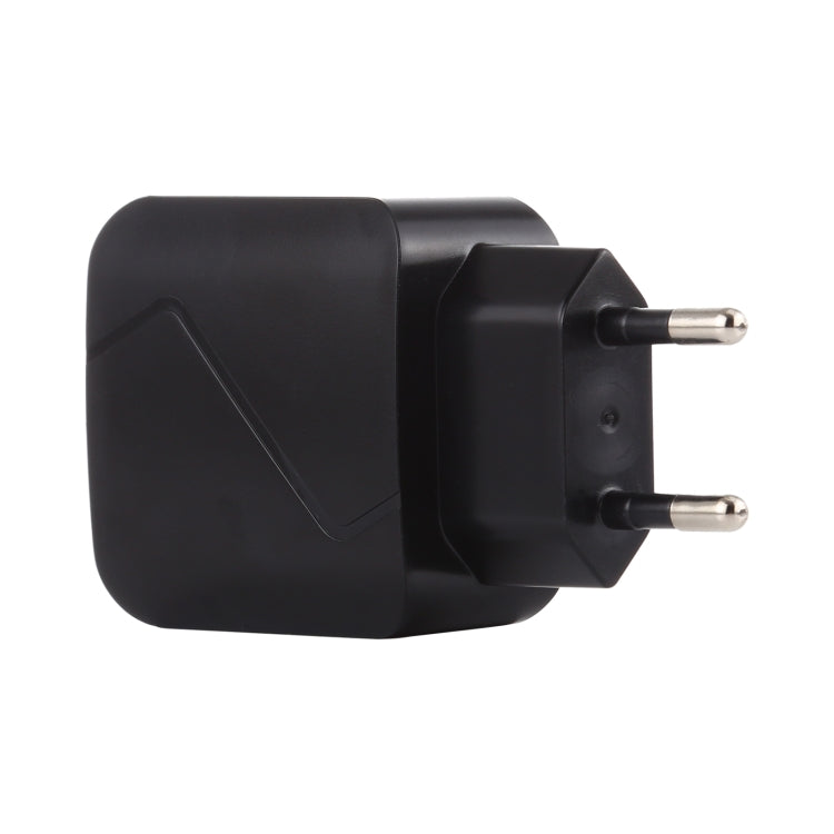 LZ-819A+C QC3.0 USB + PD 18W USB-C / Type-C Interfaces Travel Charger with Indicator Light, EU Plug (Black) - USB Charger by buy2fix | Online Shopping UK | buy2fix