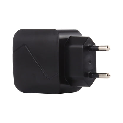 LZ-819A+C QC3.0 USB + PD 18W USB-C / Type-C Interfaces Travel Charger with Indicator Light, EU Plug (Black) - USB Charger by buy2fix | Online Shopping UK | buy2fix
